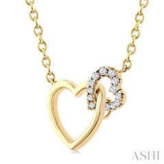 1/10 Ctw Round Cut Diamond Interlocked Heart Fashion Petite Pendant With Chain in 10K Yellow Gold 1/10 Ctw Round Cut Diamond Interlocked Heart Fashion Petite Pendant With Chain in 10K Yellow Gold
