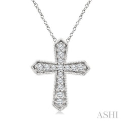 1/6 Ctw Round Cut Diamond Cross Petite Fashion Pendant With Chain in 10K White Gold 1/6 Ctw Round Cut Diamond Cross Petite Fashion Pendant With Chain in 10K White Gold