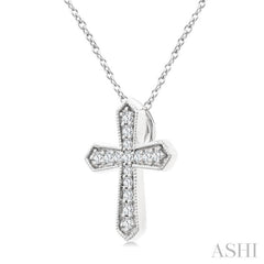 1/6 Ctw Round Cut Diamond Cross Petite Fashion Pendant With Chain in 10K White Gold 1/6 Ctw Round Cut Diamond Cross Petite Fashion Pendant With Chain in 10K White Gold