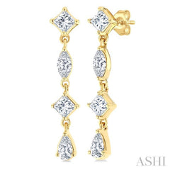 1/2 Ctw Mixed Cut Diamond Fashion Long Earrings in 14K Yellow Gold 1/2 Ctw Mixed Cut Diamond Fashion Long Earrings in 14K Yellow Gold