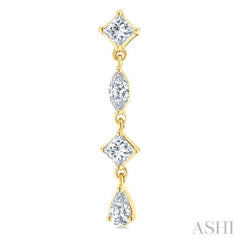 1/2 Ctw Mixed Cut Diamond Fashion Long Earrings in 14K Yellow Gold 1/2 Ctw Mixed Cut Diamond Fashion Long Earrings in 14K Yellow Gold