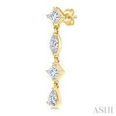 1/2 Ctw Mixed Cut Diamond Fashion Long Earrings in 14K Yellow Gold 1/2 Ctw Mixed Cut Diamond Fashion Long Earrings in 14K Yellow Gold