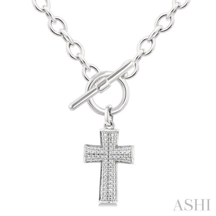 1/20 Ctw Cross Toggle Single Cut Diamond Fashion Necklace in Sterling Silver 1/20 Ctw Cross Toggle Single Cut Diamond Fashion Necklace in Sterling Silver