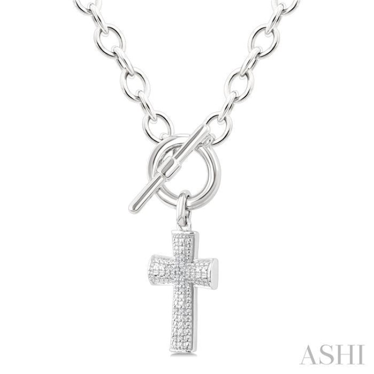 1/20 Ctw Cross Toggle Single Cut Diamond Fashion Necklace in Sterling Silver 1/20 Ctw Cross Toggle Single Cut Diamond Fashion Necklace in Sterling Silver