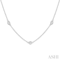 1 Ctw Bezel Set Oval Cut Diamond Station Necklace in 14K White Gold 1 Ctw Bezel Set Oval Cut Diamond Station Necklace in 14K White Gold