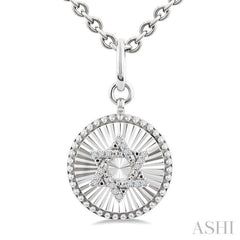 1/10 Ctw Round Fluted Medallion Single Cut Diamond Star of David Pendant With Chain in Sterling Silver 1/10 Ctw Round Fluted Medallion Single Cut Diamond Star of David Pendant With Chain in Sterling Silver