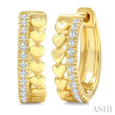 1/10 Ctw Single Cut Diamond Heart Petite Huggie Earrings in 10K Yellow Gold