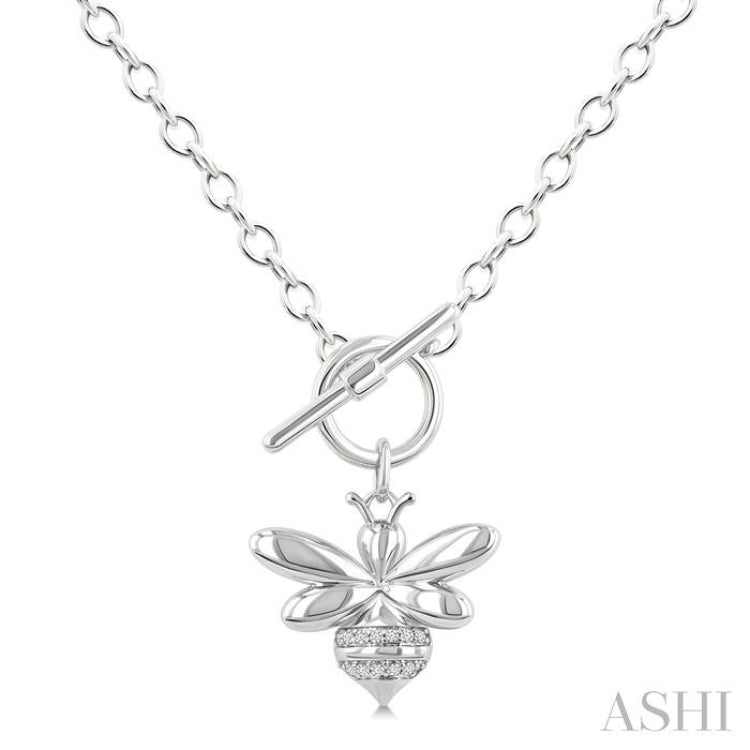1/20 Ctw Bumble Bee Toggle Single Cut Diamond Fashion Necklace in Sterling Silver 1/20 Ctw Bumble Bee Toggle Single Cut Diamond Fashion Necklace in Sterling Silver