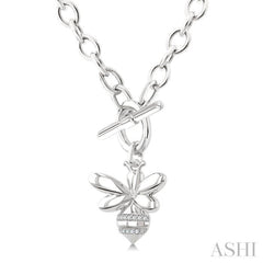 1/20 Ctw Bumble Bee Toggle Single Cut Diamond Fashion Necklace in Sterling Silver 1/20 Ctw Bumble Bee Toggle Single Cut Diamond Fashion Necklace in Sterling Silver