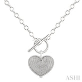 1/10 Ctw Heart Toggle Single Cut Diamond Fashion Necklace in Sterling Silver