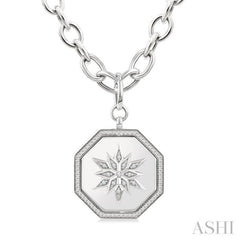 1/20 Ctw Octagon Shape medallion Single Cut Diamond Star Pendant With Chain in Sterling Silver 1/20 Ctw Octagon Shape medallion Single Cut Diamond Star Pendant With Chain in Sterling Silver