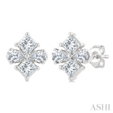 1/3 Ctw Princess and Pear Cut Diamond Fashion Earrings in 14K White Gold