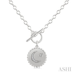 1/20 Ctw Crescent Moon & Star Toggle Single Cut Diamond Fashion Necklace in Sterling Silver 1/20 Ctw Crescent Moon & Star Toggle Single Cut Diamond Fashion Necklace in Sterling Silver