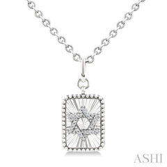 1/10 Ctw Rectangle Fluted Medallion Single Cut Diamond Star of David Pendant With Chain in Sterling Silver 1/10 Ctw Rectangle Fluted Medallion Single Cut Diamond Star of David Pendant With Chain in Sterling Silver