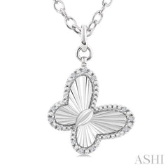 1/10 Ctw Butterfly Fluted Medallion Single Cut Diamond Pendant With Chain in Sterling Silver 1/10 Ctw Butterfly Fluted Medallion Single Cut Diamond Pendant With Chain in Sterling Silver