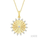 1/5 Ctw Round Cut Diamond Circle Fluted Fashion Pendant With Chain in 10K Yellow Gold