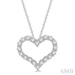 1 Ctw Heart Shape Round Cut Diamond Pendant With Chain in 14K White Gold 1 Ctw Heart Shape Round Cut Diamond Pendant With Chain in 14K White Gold