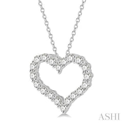 1 Ctw Heart Shape Round Cut Diamond Pendant With Chain in 14K White Gold 1 Ctw Heart Shape Round Cut Diamond Pendant With Chain in 14K White Gold