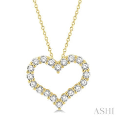 1 Ctw Heart Shape Round Cut Diamond Pendant With Chain in 14K Yellow Gold 1 Ctw Heart Shape Round Cut Diamond Pendant With Chain in 14K Yellow Gold