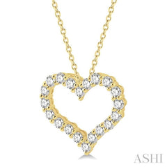 1 Ctw Heart Shape Round Cut Diamond Pendant With Chain in 14K Yellow Gold 1 Ctw Heart Shape Round Cut Diamond Pendant With Chain in 14K Yellow Gold