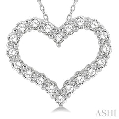 3/4 Ctw Heart Shape Round Cut Diamond Pendant With Chain in 14K White Gold 3/4 Ctw Heart Shape Round Cut Diamond Pendant With Chain in 14K White Gold