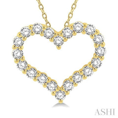 3/4 Ctw Heart Shape Round Cut Diamond Pendant With Chain in 14K Yellow Gold 3/4 Ctw Heart Shape Round Cut Diamond Pendant With Chain in 14K Yellow Gold