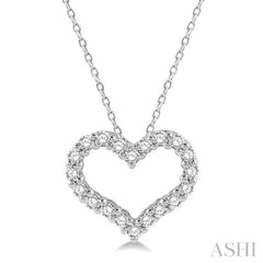 1/2 Ctw Heart Shape Round Cut Diamond Pendant With Chain in 14K White Gold 1/2 Ctw Heart Shape Round Cut Diamond Pendant With Chain in 14K White Gold