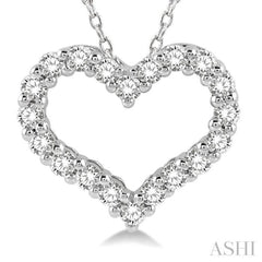 1/2 Ctw Heart Shape Round Cut Diamond Pendant With Chain in 14K White Gold 1/2 Ctw Heart Shape Round Cut Diamond Pendant With Chain in 14K White Gold