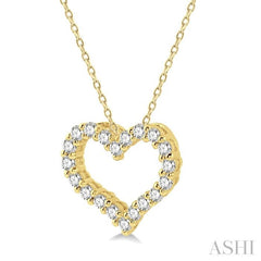 1/2 Ctw Heart Shape Round Cut Diamond Pendant With Chain in 14K Yellow Gold 1/2 Ctw Heart Shape Round Cut Diamond Pendant With Chain in 14K Yellow Gold