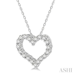 1/4 Ctw Heart Shape Round Cut Diamond Pendant With Chain in 14K White Gold 1/4 Ctw Heart Shape Round Cut Diamond Pendant With Chain in 14K White Gold