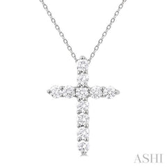 1/3 Ctw Round Cut Diamond Cross Pendant With Chain in 14K White Gold 1/3 Ctw Round Cut Diamond Cross Pendant With Chain in 14K White Gold
