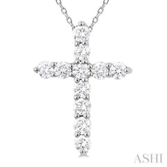 1/3 Ctw Round Cut Diamond Cross Pendant With Chain in 14K White Gold 1/3 Ctw Round Cut Diamond Cross Pendant With Chain in 14K White Gold