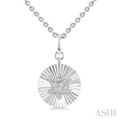 1/10 Ctw Round Fluted Medallion Single Cut Diamond Star of David Pendant With Chain in Sterling Silver 1/10 Ctw Round Fluted Medallion Single Cut Diamond Star of David Pendant With Chain in Sterling Silver