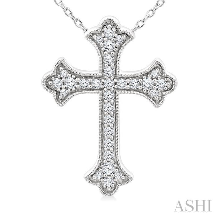 1/5 Ctw Round Cut Diamond Cross Petite Fashion Pendant With Chain in 10K White Gold 1/5 Ctw Round Cut Diamond Cross Petite Fashion Pendant With Chain in 10K White Gold