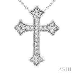 1/5 Ctw Round Cut Diamond Cross Petite Fashion Pendant With Chain in 10K White Gold 1/5 Ctw Round Cut Diamond Cross Petite Fashion Pendant With Chain in 10K White Gold