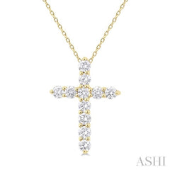 1/3 Ctw Round Cut Diamond Cross Pendant With Chain in 14K Yellow Gold 1/3 Ctw Round Cut Diamond Cross Pendant With Chain in 14K Yellow Gold