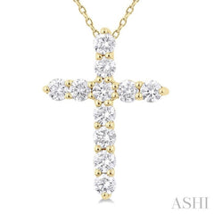 1/3 Ctw Round Cut Diamond Cross Pendant With Chain in 14K Yellow Gold 1/3 Ctw Round Cut Diamond Cross Pendant With Chain in 14K Yellow Gold