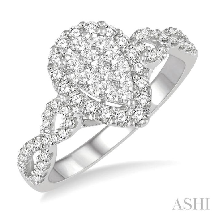 3/4 ctw Pear Shape Diamond Lovebright Ring in 14K White Gold 3/4 ctw Pear Shape Diamond Lovebright Ring in 14K White Gold