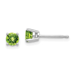 14k White Gold 4mm Round Peridot Post Earrings 14k White Gold 4mm Round Peridot Post Earrings
