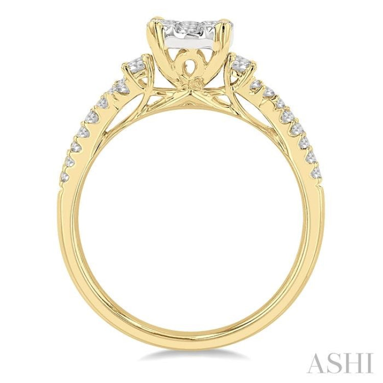 3/4 Ctw Oval Shape Center Criss-Cross Shank Lovebright Round Cut Diamond Engagement Ring in 14K Yellow and White gold 3/4 Ctw Oval Shape Center Criss-Cross Shank Lovebright Round Cut Diamond Engagement Ring in 14K Yellow and White gold
