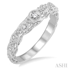 1/6 Ctw Round Cut Vintage Lattice Diamond Wedding Band in 14K White Gold 1/6 Ctw Round Cut Vintage Lattice Diamond Wedding Band in 14K White Gold