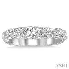 1/6 Ctw Round Cut Vintage Lattice Diamond Wedding Band in 14K White Gold 1/6 Ctw Round Cut Vintage Lattice Diamond Wedding Band in 14K White Gold