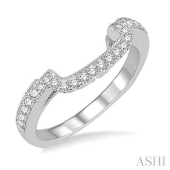1/4 ctw Deep Curve Center Round Cut Diamond Wedding Band in 14K White Gold 1/4 ctw Deep Curve Center Round Cut Diamond Wedding Band in 14K White Gold