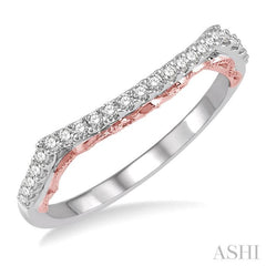 1/5 ctw Round Cut Diamond Two Tone Wedding Band in 14K White and Rose Gold 1/5 ctw Round Cut Diamond Two Tone Wedding Band in 14K White and Rose Gold