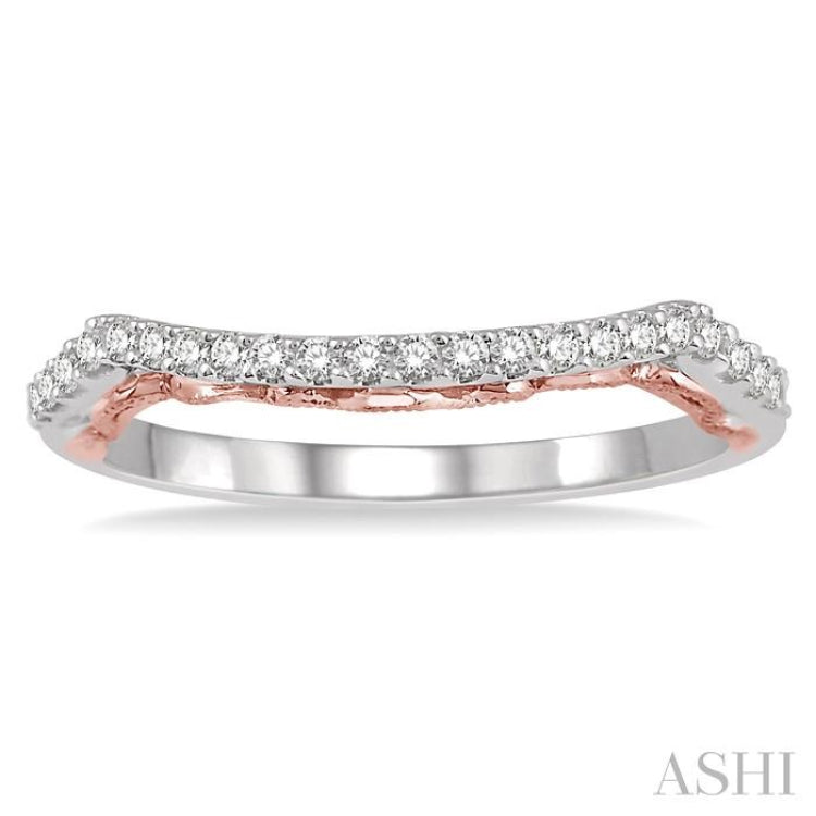 1/5 ctw Round Cut Diamond Two Tone Wedding Band in 14K White and Rose Gold 1/5 ctw Round Cut Diamond Two Tone Wedding Band in 14K White and Rose Gold