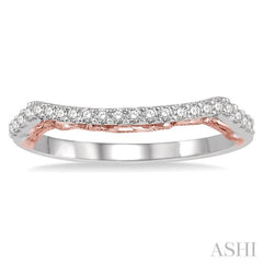 1/5 ctw Round Cut Diamond Two Tone Wedding Band in 14K White and Rose Gold 1/5 ctw Round Cut Diamond Two Tone Wedding Band in 14K White and Rose Gold