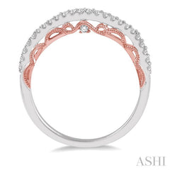 1/5 ctw Round Cut Diamond Two Tone Wedding Band in 14K White and Rose Gold 1/5 ctw Round Cut Diamond Two Tone Wedding Band in 14K White and Rose Gold