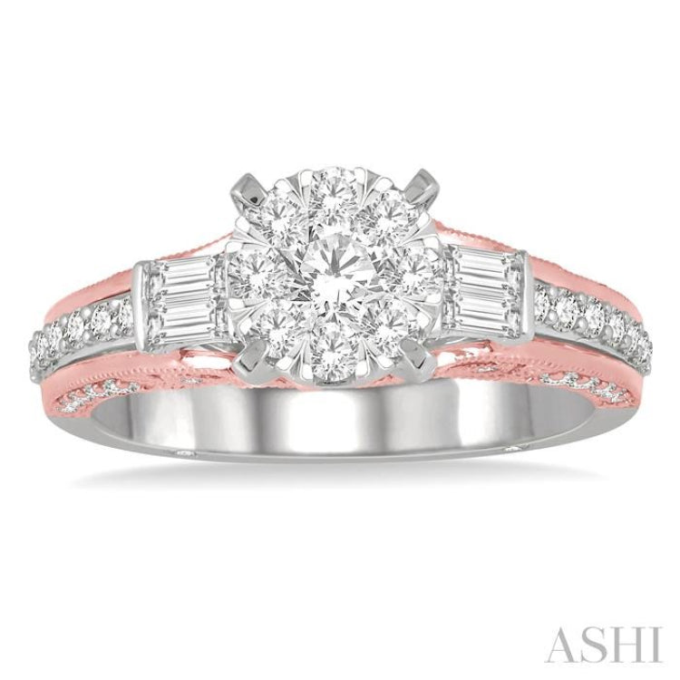 1 ctw Diamond Lovebright Engagement Ring in 14K White and Rose Gold 1 ctw Diamond Lovebright Engagement Ring in 14K White and Rose Gold