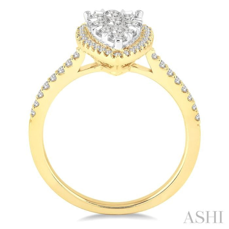 3/4 ctw Pear Shape Diamond Lovebright Ring in 14K Yellow and yellow and white gold 3/4 ctw Pear Shape Diamond Lovebright Ring in 14K Yellow and yellow and white gold