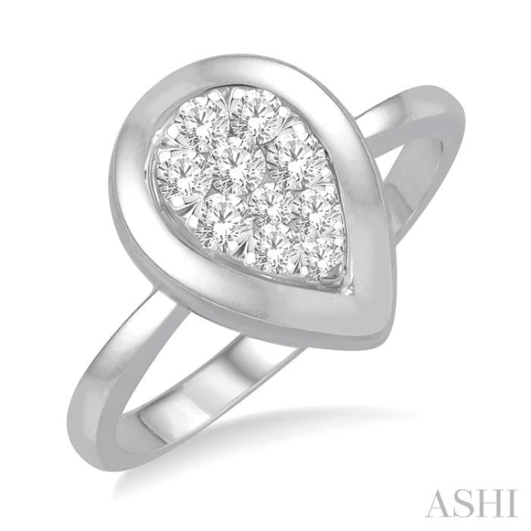 1/3 Ctw Pear Shape Diamond Lovebright Ring in 14K White Gold 1/3 Ctw Pear Shape Diamond Lovebright Ring in 14K White Gold